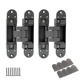 RONESS Concealed Hinge, Invisible Hinge, Hidden Door Hinge, Butt Hinge, Secret Door Hinge, 180 Degree Adjustable Hinge (Gunmetal 2PCS)