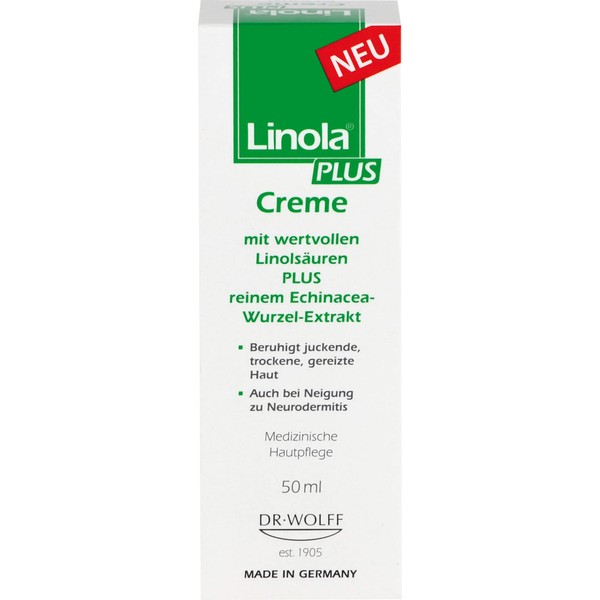 Linola plus Creme beruhigt  juckende, trockene und gereizte Haut, 50 ml Creme