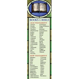 Books of The Bible Christian Bookmark Pack of 25 6.25" x 2", Stained Glass Artwork