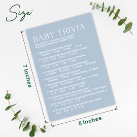 Minimalism Baby Shower Game Kits - Trivia Game - Mist Blue - 30 Fill In Cards & 1 Answer Card, Gender Reveal, Announcement, Party Favor & Decor - B06