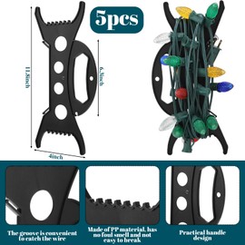 Amyhill 5 Pcs Christmas Light Storage Holder All Purpose Light Cord Wind up Storage Organizer for Christmas Tree Lights Garland Beads Extension Cord
