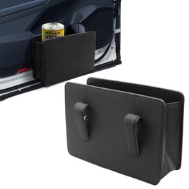 winova 車用ゴミ箱 折りたたみ式 PUレザー 大容量 収納ボックス 小物入れ付き ドア 座席 後部座席設置可能 防水・防臭 多機能カーオーガナイザー コンパクト設計 ブラック