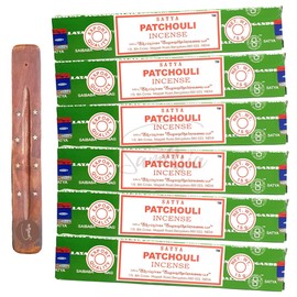 Satya Nag Champa Patchouli Incense Sticks | x6 pack | with SAMASIA incense sticks holder | Used for Aromatherapy, Spa, Yoga, Weddings, Meditation, Healing, Positivity and Relaxation