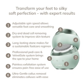 GESKE Electric Pumice Foot Smoothing Spinner | 8 in 1 | Electric Foot File with Coarse & Fine Attachments | Pumice Stone | Soft Feet | Effective Callus Removal | For Your Pedicure Set