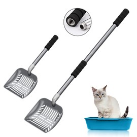 Acalu Cat Litter Scoop,Metal Long Handle Kitty Litter Scooper,Heavy Duty Cats Pooper for Litter Box Pet Poop Shovel 32inch