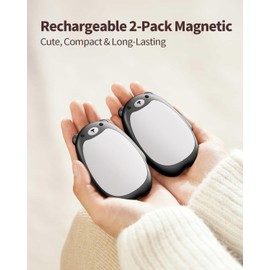 SWEETFULL Hand Warmers Rechargeable – Cute Bear, 2 Pack Magnetic Hot Hands, Reusable Electric Pocket Heater, Great Gift for Daughter, Kids, Wife, or Bestie, Portable for Outdoor & Camping (Black)