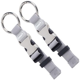 GORGECRAFT Pack of 2 Luggage Straps for Adding a Bag, Heavy Duty for Luggage, Suitcase, Belt, Jacket Gripper Holder, Light Grey, Adjustable Fixed Clip Strap with Quick Release Metal Buckle Ring