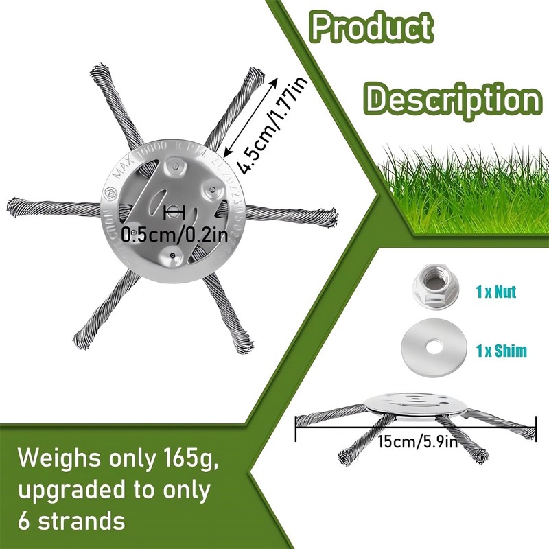 6 Inch Steel Wire Rotary Heavy Duty Weed Brush Cutter