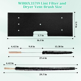 WH01X35719 Lint Filter with Dryer Vent Brush Replacement for GE Profile Washer Dryer Combo Fit for Models PFQ97HSPV0DS Hand Washable 6 pack