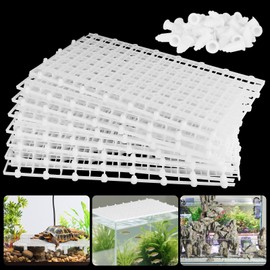 Hygger CO2 Aquarium Fish Tank Divider Filter Bottom with Bracket, Plastic Egg Crate Grid (11.6X5.7inch) for Fish Tank Separation, Bottom Filtration & DIY Aquascaping (12pcs, White, 72 Brackets)