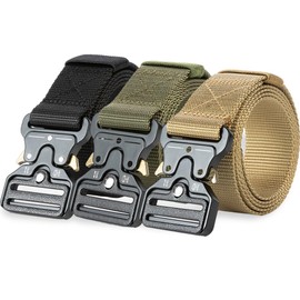 Cinturón Hombre 3PCS，Cinturones Para Hombre Casual,Cinturón De nailon,Cinturón táctico, Duradero, Hebilla Automática,Ajuste Fácil De Ajustar (Negro + Caqui + Verde)