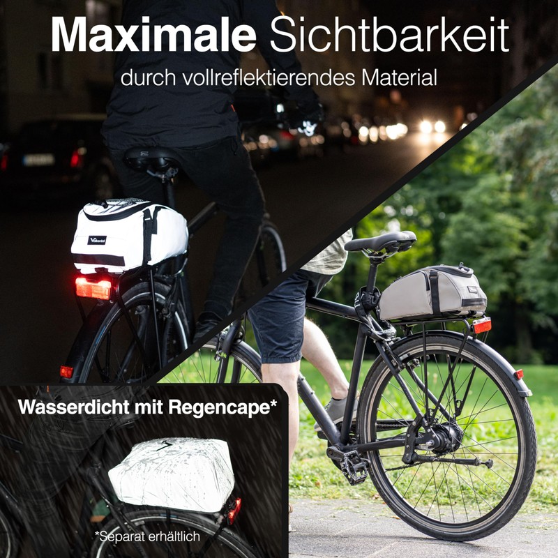 Valkental - 3-in-1 Bicycle Bag for Pannier Rack - 10L