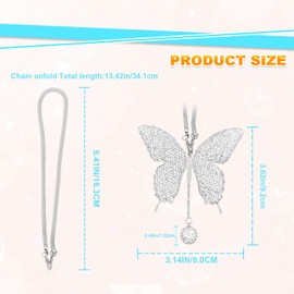 Bling Butterfly Diamond Car Hanging Accessories, Crystal Car Rear View Mirror Charms, Charms Good Luck Gifts Amulet Ornament Hanging Interio Car Decoration for Women Interior(White)
