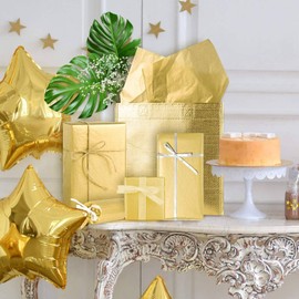 Gold Tissue Paper, 100 Sheets Metallic for Birthday,Anniversary Valentine's Day Decoration