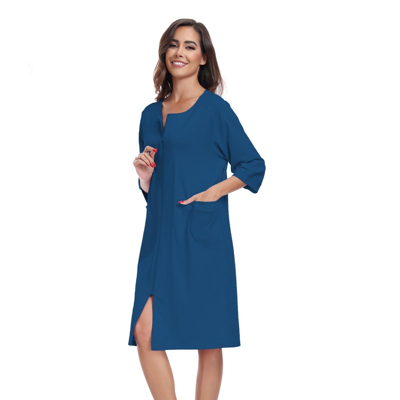 ANLIQI Womens Robes Knee Length 100% Cotton Bathrobes for Women