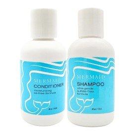 Mermaid Extension Hair Care Shampoo & Conditioner Starter Combo | Oil Free Gentle Moisturizing Salon Grade Hyrdrating Product Safe for Extensions | Color-Safe Vegan Formula | (2 pack, 3.4oz)