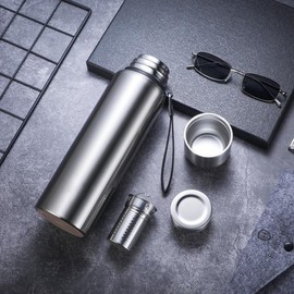 CDJ 50 oz Thermos with Tea Infuser Stainless Steel Vacuum Insulated Water Bottles with 2 Covers Flasks for Hot and Cold Drinks Large Coffee Bottle for Traval,Hiking,Camping