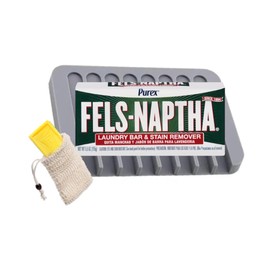Fels-Naptha Laundry Detergent Bar 5 Ounce - Complete Bundle including Purex Fels-Naptha Laundry Bar Soap and Naptha Stain Remover with a Bamboo Soap Holder, a Sisal Bag