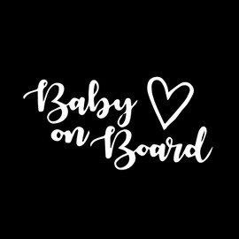 AzQuest Baby On Board Love Heart Decal Sticker Cute Car Decal, Funny Stickers for Cars, Truck, Van, Laptop, and Window | 6 inches | White | AZQ 584