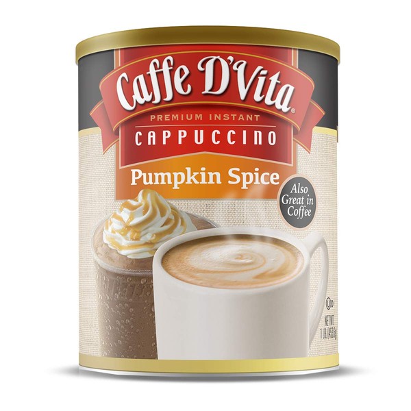 Caffe D’Vita Pumpkin Spice Cappuccino, Pack of 6, 1 lb cans (16 oz)