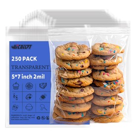 UFCOELPT 5" x 7" Clear Plastic Reclosable Zip Bags, 250 Count - 2 Mil Thick, Strong & Durable Poly Bags with Resealable Zip Top for Travel, Storage, Packaging, and Shipping