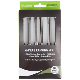 Westcott CarboTitanium Deluxe Carving Tools Set for Wood Working, Soap Carving, Print Making, Clay Sculpture, 6-Piece Set