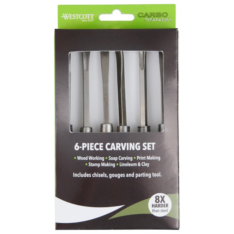 Westcott CarboTitanium Deluxe Carving Tools Set for Wood Working, Soap