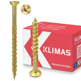 KLIMAS Torx Wood Screws, Chipboard Screws, Yellow, Countersunk Screws, Patio Screws, Universal Screws, Roof Construction Screw Set, 4 x 70 mm, Pack of 200