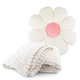 Thandie and Rue Decorative Flower Pillow, Plush Cute Flower Shaped Seating Cushion for Floor, Reading Nook.