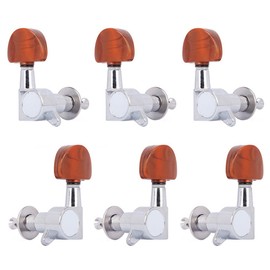 6PCS Semi Sealed Guitar Tuning Pegs Guitar Tuners String Sealed Tuning Key Pegs, Electric Guitar Sealed Tuners Tuning Keys Pegs, Machine Heads Set For Fender Stratocaster Telecaster (Red/Chrome)