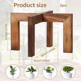 Paquete de 2 soportes para plantas de madera para interior, moderno soporte para macetas de mediados de siglo para sala de estar, dormitorio y balcón, estante vertical decorativo para plantas en