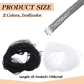BENECREAT - 2 tubos de malla de 90 yardas, tubo de malla flexible de poliéster de 4 mm para corona, regalo, decoración, cumpleaños, fiesta de boda y manualidades