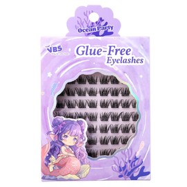 Glue-Free Cluster Lashes DIY Eyelash Extensions Kit for Beginner 80 pcs – Natural to Fluffy Wispy Individual Lashes, Reusable Press On Lashes No Glue Needed, Ocean Party Collection