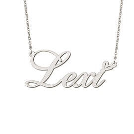 BYBWBL Women's Lexi Name Necklace Silver Color Stainless Steel Nameplate Heart Jewelry for Mother 16"+2"