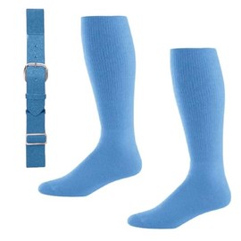 Founders Baseball or Softball Belt and Socks Combo Adjustable Fits All Adults, Youth, Kids, Boys, and Girls (Columbia Blue, Small (Shoe Size 1-3))