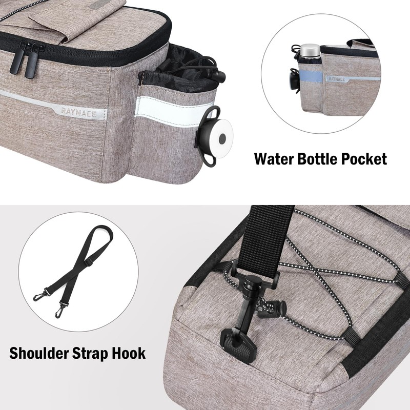 RAYMACE Bike Trunk Cooler Bag With Tail Light,Bicycle Rear Rack
