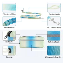 PINETAPIRS Hands Free Dog Leash with Bungees, Adjustable Waist Belt, Reflective Stitches, Retractable for Dog Training, Hiking, Walking, Jogging