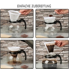 com-four® 2 x permanent coffee filters in size 4 - reusable permanent filter made of heat-resistant plastic and nylon net