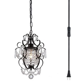 RAYMALUX Plug in Chandelier Mini Bronze Chandelier Iron Ceiling Light Fixture for Bedroom,Living Room,Dining Room