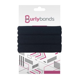 Burlybands Large Hair Ties for Thick, Heavy or Curly Hair - Non-Slip, Non-Damage, Seamless Women's Ponytail Scrunchies - Black, 3 Pcs
