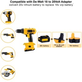 2-Pack DCA1820 Adapter Compatible with De-walt 18V to 20V Adapter, Compatible with De-walt 18V Cordless Drills, Circular Saw and Sanders, Fits New 20V Max Lithium Batteries DCB201 DCB203 DCB204 DCB206