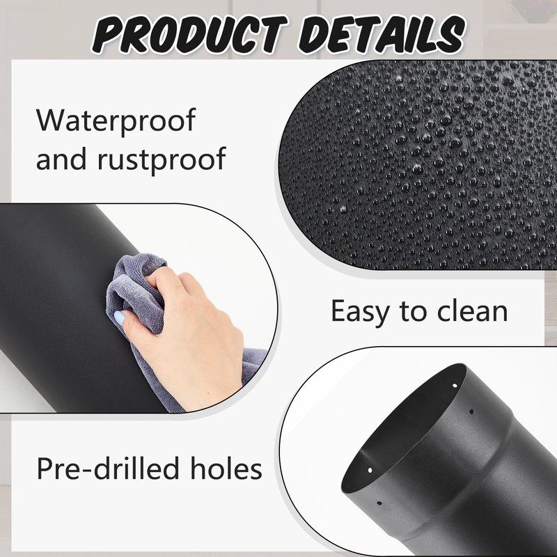 Yaocom 1 Pcs 6" Single Wall Stove Pipe 16" to