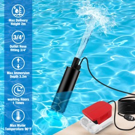 Cordless Submersible Water Pump for Craftsman V20 20V Battery, 500GPH Portable Utility Pump with Sediment Filter for Pools, Gardens, Ponds, and Aquariums (Tool Only)