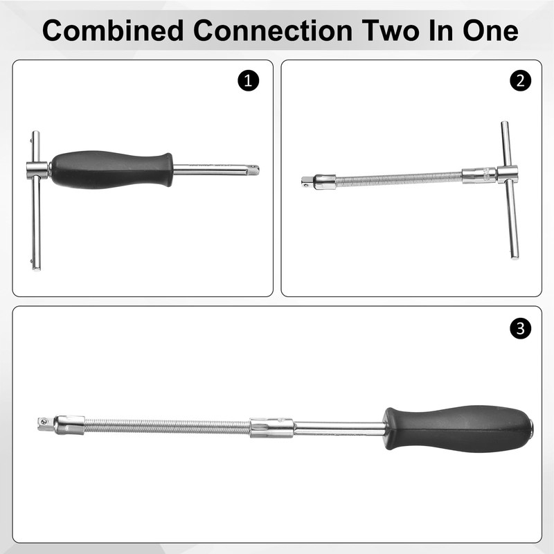 sourcing map 1/4" Drive Spinner Handle Chrome Vanadium Steel Drive