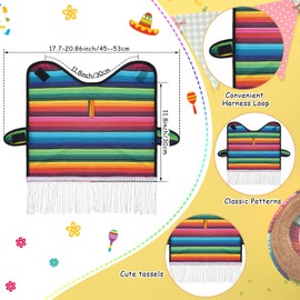4 Pcs Dog Sombrero Hat Pet Serape Poncho Costume Funny Dog Clothes Dog Sombrero Hat Adjustable Pet Serape Poncho Multicolor Dog Poncho Cinco De Mayo Dog Outfit for Mexican Party Decorations (M Size)