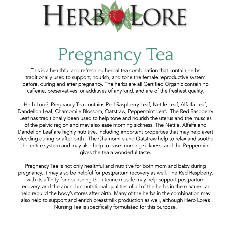 Herb Lore Organic Pregnancy Tea - 65 Servings Loose Leaf