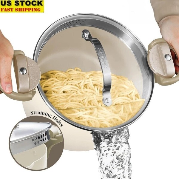 Unbranded Nonstick 5 Quart Stock Pot W/ Straining Lid &