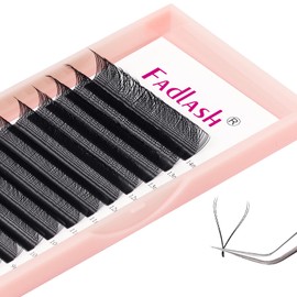 Y Lashes Extensions D Curl Mixed Tray YY Lash Extensions Premade Fans Weave Y Shape Tips Volume Lash Extensions (YY-0.07-D, 8-14mm Mix)