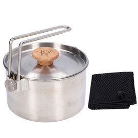 1000ml Camping Pot Stainless Steel Portable Outdoor Tea Coffee Pot with Detachable Handle for Picnic Hiking