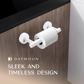 Day Moon™ Matte White Toilet Paper Holder Wall Mount - Modern Pivoting Toilet Paper Roll Holder